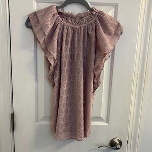 LOFT Dusty Pink Ruffle Sleeve Blouse